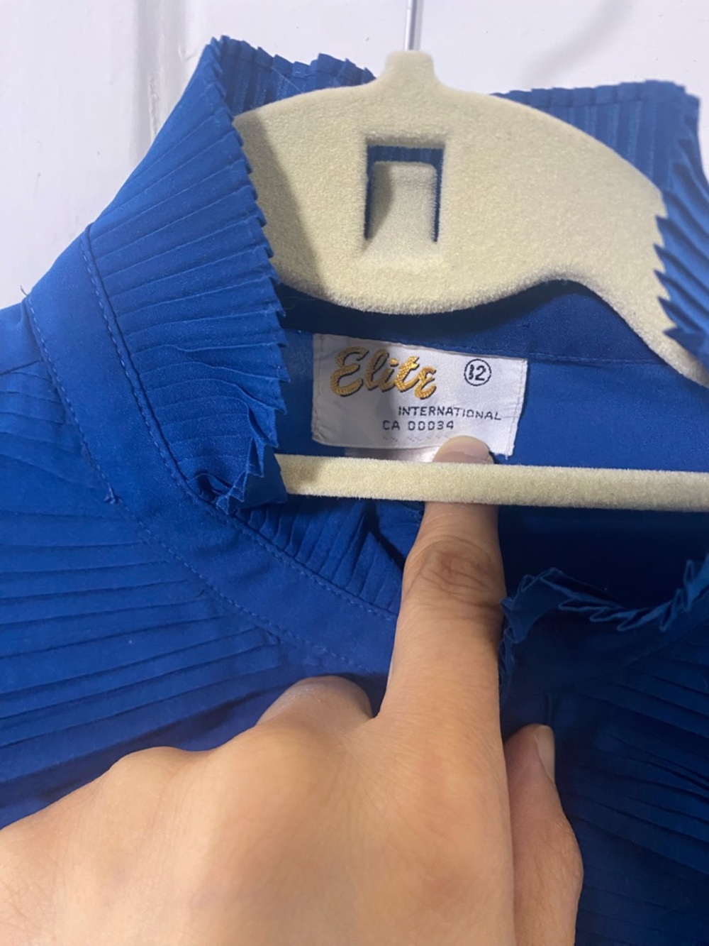 Blue Ruffled Front Women's Blouse - Picture 3 of 3